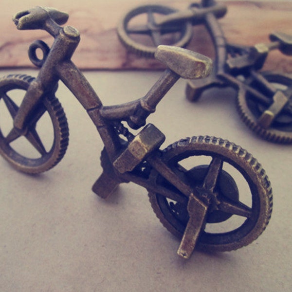 3pcs antique bronze bicycle Pendant Charms 36mmx62mm