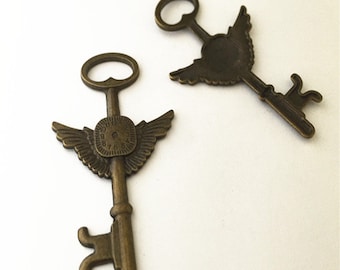 5pcs of  antique bronze  Key pendant charm 44mmx75mm
