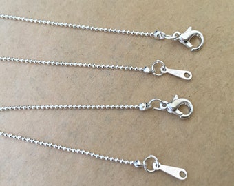 100pcs 1.2mm Silver color  ball necklace chain with Lobster Clasp 42cm