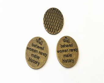 40pcs  Antique bronze Round letters pendant charm 15mm