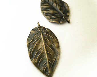 bronze Antique 5pcs feuilles breloque pendentif 43mmx72mm