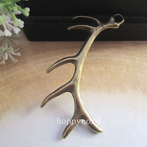 10pcs of Antique bronze  deer antlers charm 18mmx60mm