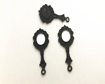 10pcs black color mirror pendant Charms 18mmx38mm