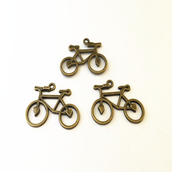 10pcs antique bronze bicycle Pendant Charms 25mmx30mm