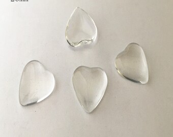 20pcs Peach heart Crystal clear glass magnifying cabochons 20mm