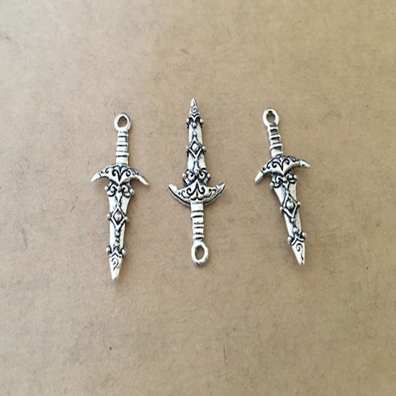 40pcs Antique Silver Double Sided Sword Pendant Charm Etsy