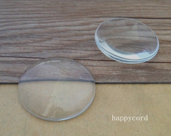 6pcs  Round Crystal clear glass magnifying cabochons 40mm