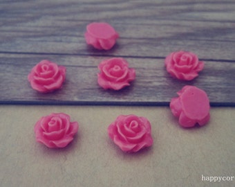 20pcs pink color Resin Flowers Rose 10mm