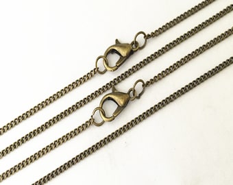 100pcs Plated bronze copper Link necklace pendant chain 1mmx2mm