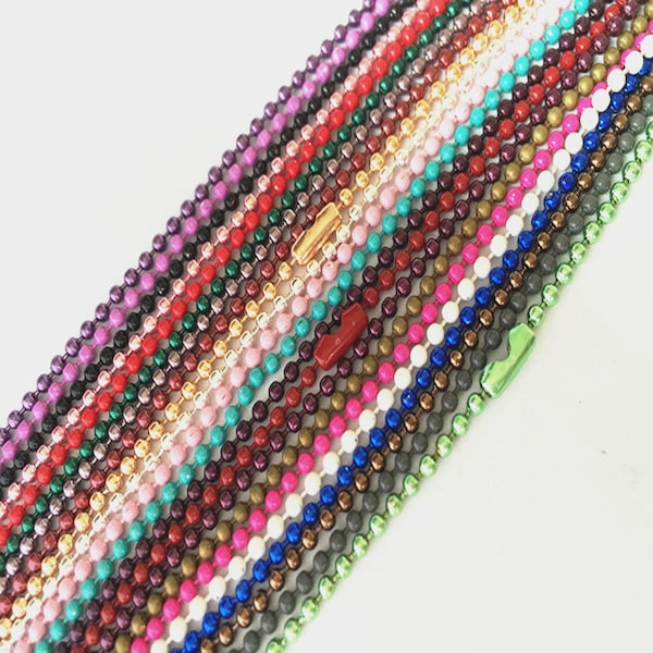 10pcs 2.4mm  27inch  Mixed color ball necklace chain with matching connector