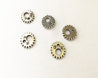 50pcs Antique silver gear pendant charm 12mm