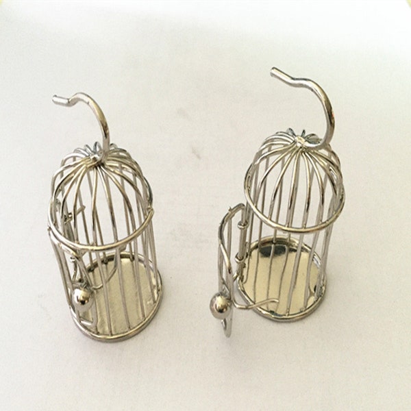 2pcs silver bird cage charm pendant 23mmx49mm