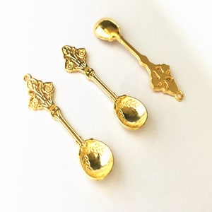 15pcs gold color Spoon Charms pendant 15mmx63mm