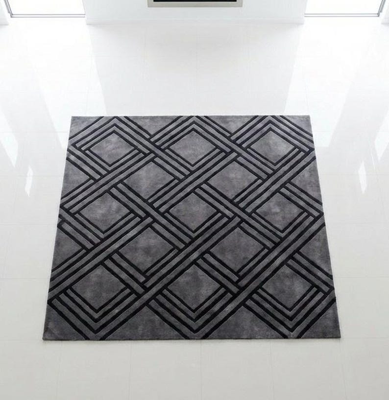 Diamond Patterned Rug Ruggable Modern Geometric Diamond Pattern Area Rug – Grey & Black Contemporary ...