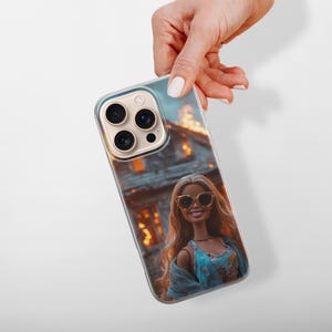 Humor Barbie mjukt TPU-geltelefonskal för iPhone Samsung, matt tryck på baksidan
