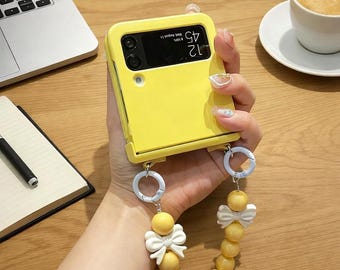 Einzigartige Herz Perle Handyhülle mit Standfuß Handschlaufe Samsung Galaxy Z Flip