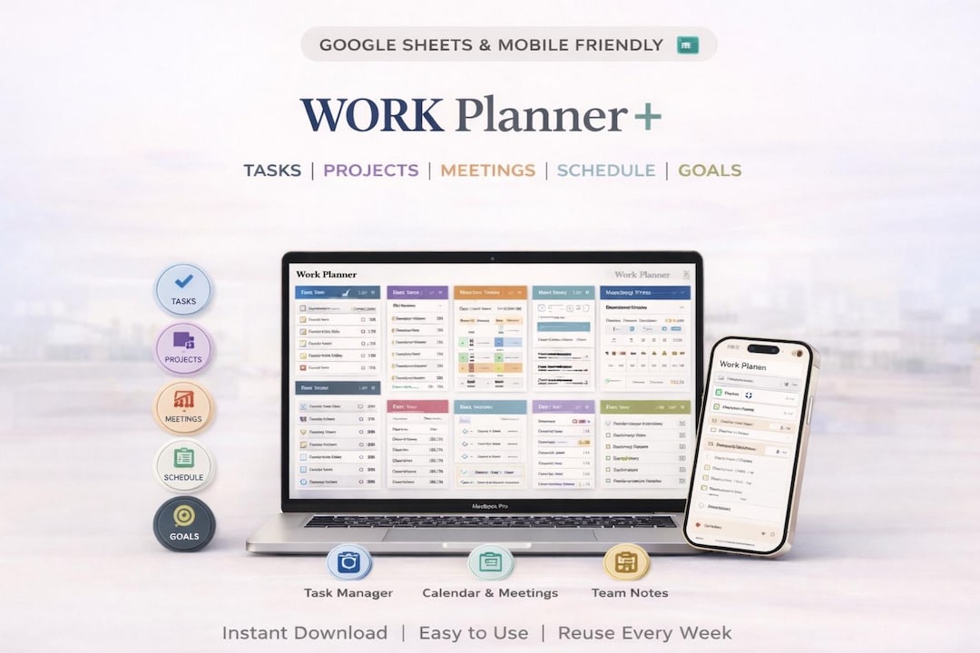 Digital Work Planner ADHD | Task Manager, OKR Goals, Weekly Schedule ...