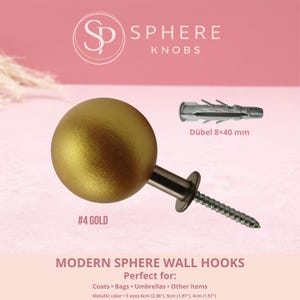 1 gancio appendiabiti rotondo con pomelli a sfera • Gancio da parete moderno in legno • Gancio da parete di stile • Appendiabiti da ingresso • Gancio da parete minimalista • Regalo per l'inaugurazione della casa