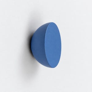 Blue wooden cabinet knob, Drawer hardware, Dresser knobs, Round drawer knob, Colorful furniture hardware, Painted wood knobs.