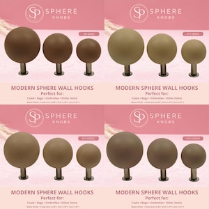 Wooden Wall Hooks Set of 3•Modern Sphere Coat Hooks•Minimalist Wall Knobs•Custom Colors (30 Options)•Entryway Decor•Housewarming Gift
