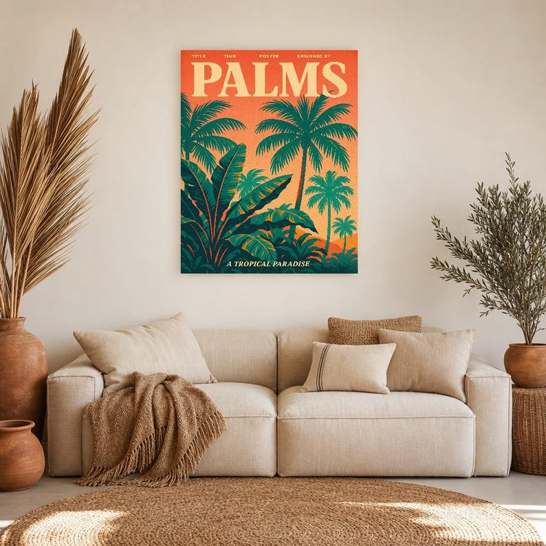 Palms Retro Poster | Vintage 70s Wall Art Print | Aesthetic Magazine Print | Mid Century Retro Decor Gift image 8