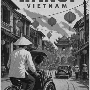 Hanoi Travel Poster | Vintage Old Quarter Print | Vietnam Wall Art | Printed & Shipped image 10