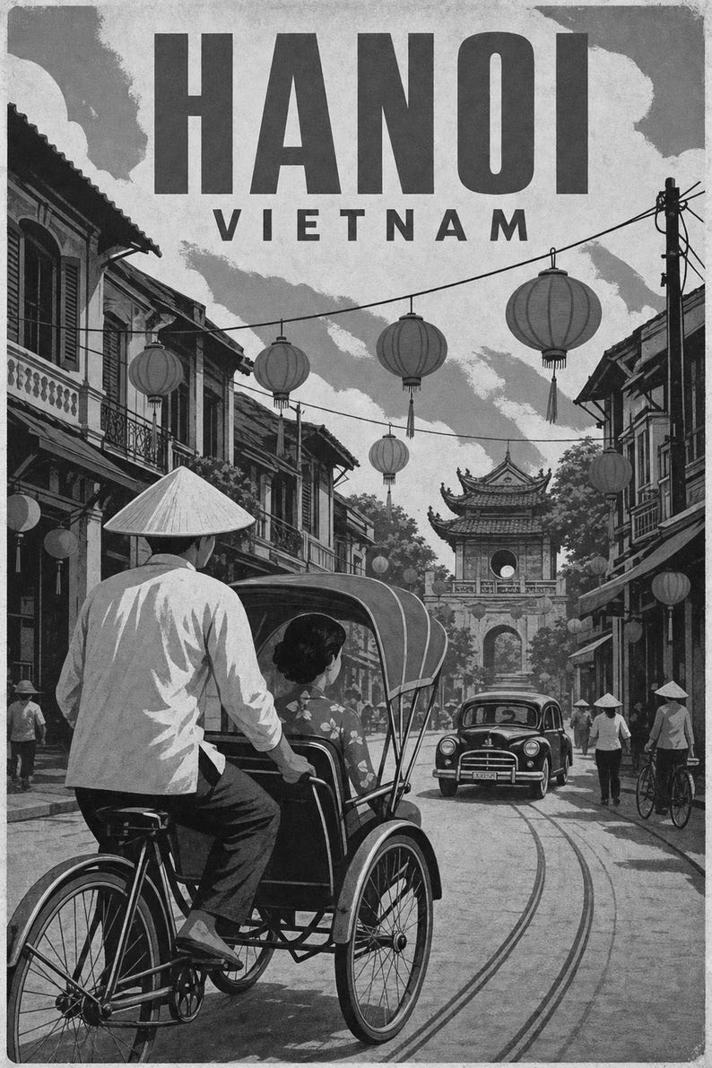 Hanoi Travel Poster | Vintage Old Quarter Print | Vietnam Wall Art | Printed & Shipped image 10