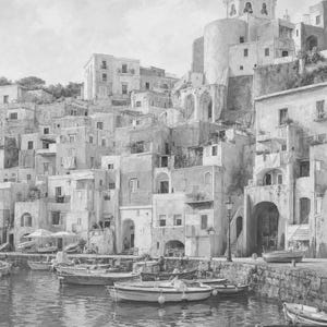Procida Travel Poster | Soft Painting Italy Wall Art | Colorful Marina Coastal Print | Printed & Shipped image 10