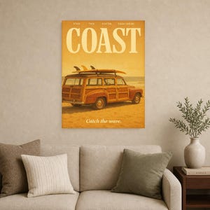 Cartel retro de la costa | Impresión de arte de pared vintage de los años 70 | Impresión de revista estética ? Regalo de decoración retro de imagen 15