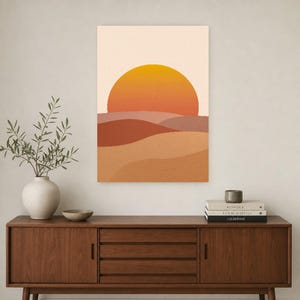 Terracotta XXL Sunrise Wall Art | Oversized Boho Arch Poster | Warm Minimalist Above Bed Print image 2