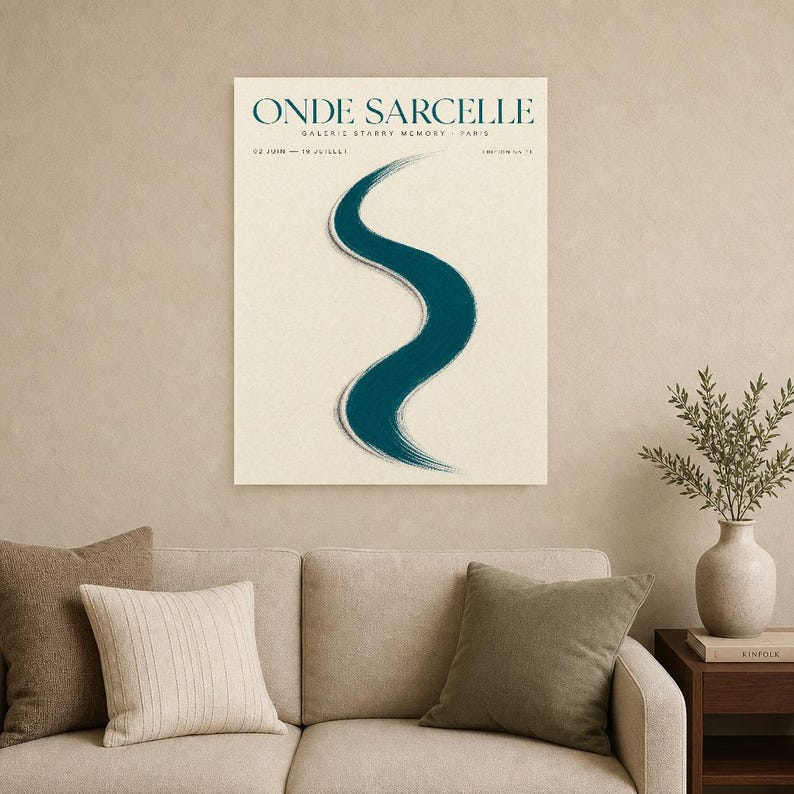 Türkiswelle | Abstrakte Wandkunst | Modernes Galerieposter | Minimalistischer Druck | Gedruckt & Versand Bild 9