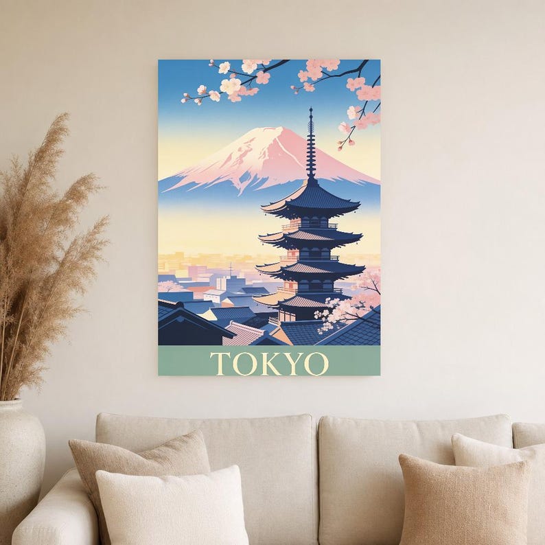 Tokyo Vintage Travel Poster | Retro Japan City Art Print | Housewarming Gift Wall Decor image 2