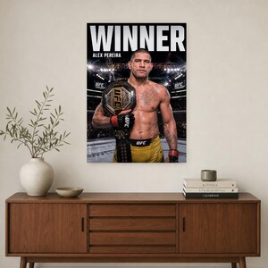 Alex Pereira Champion Poster | UFC Heavyweight Belt MMA Wall Art Print | Fight Night Decor image 2