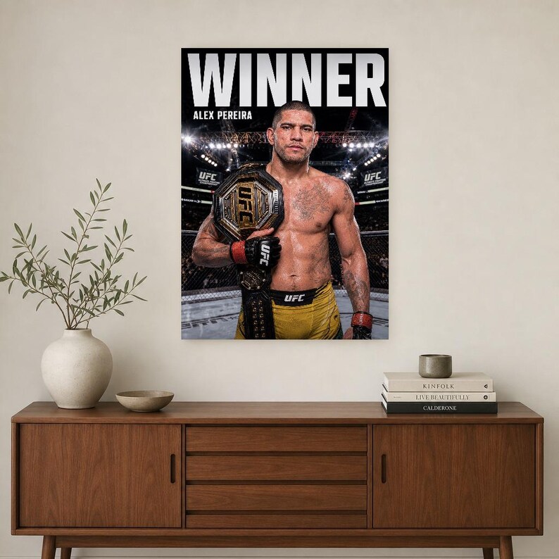 Alex Pereira Champion Poster | UFC Heavyweight Belt MMA Wall Art Print | Fight Night Decor image 2
