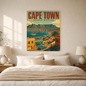Kapstadt-Reiseposter | Vintage-Druck des Tafelbergs | Wandbild aus Südafrika | Gedruckt & Versand Bild 6