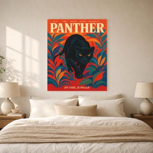 Panther Retro Poster | Vintage 70s Wall Art Print | Aesthetic Magazine Print | Mid Century Retro Decor Gift image 9