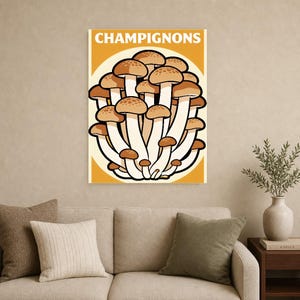 Mushroom Kitchen Wall Art Print | Retro Bistro Food Poster | Maximalist Cottagecore Kitchen Print | Dining Decor image 15