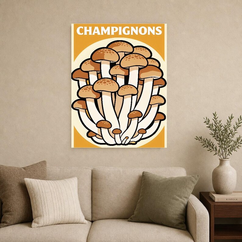 Mushroom Kitchen Wall Art Print | Retro Bistro Food Poster | Maximalist Cottagecore Kitchen Print | Dining Decor image 15