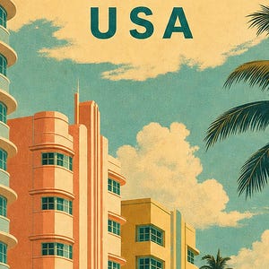 Miami Travel Poster | Vintage Art Deco Print | USA Wall Art | Printed & Shipped image 3
