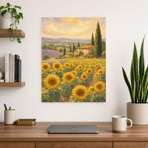Provence Sunflowers Poster | Soft Painting France Wall Art | Sunflower Field Landscape Print | Printed & Shipped image 8