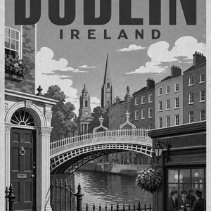 Dublin Travel Poster | Vintage Dublin Print | Ireland Wall Art | Printed & Shipped image 10