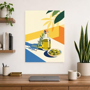 Mediterraner Olivenöl-Küchendruck | Dolce Vita Italienischer Wandkunstdruck | Esszimmer-Sommerdekoration Bild 13