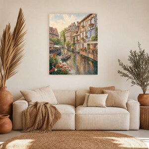 Colmar Travel Poster | Soft Painting France Wall Art | Alsace Little Venice Canal Print | Printed & Shipped image 7
