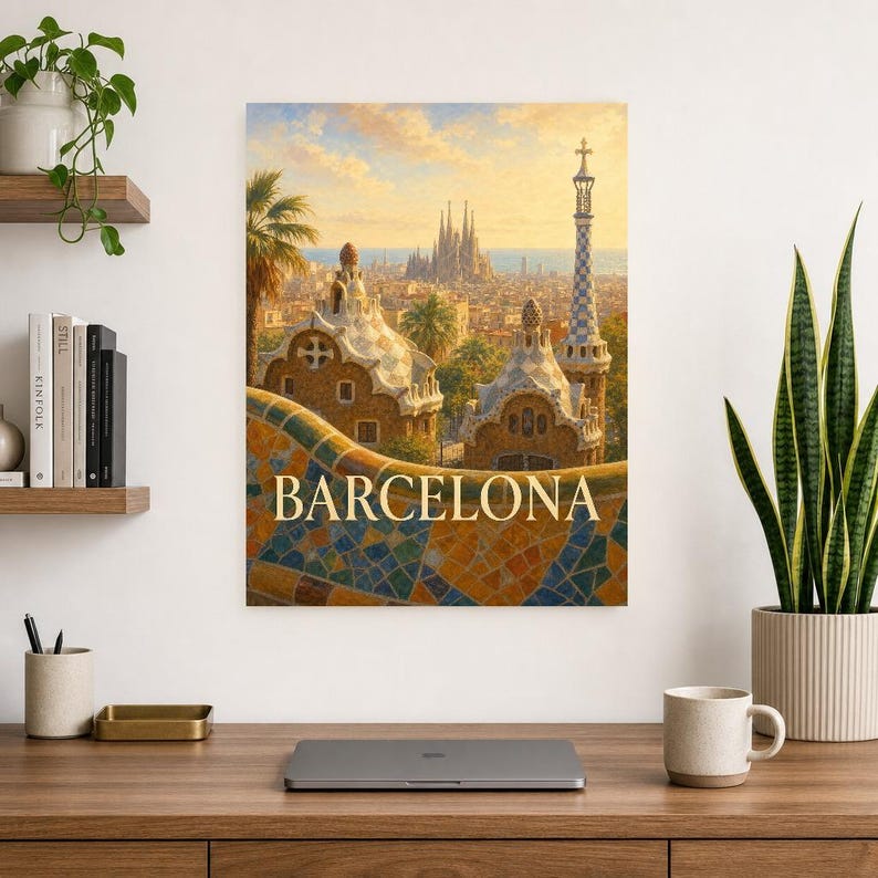 Barcelona Travel Poster | Soft Painting Spain Wall Art | Named City Art Print | Printed & Shipped image 8
