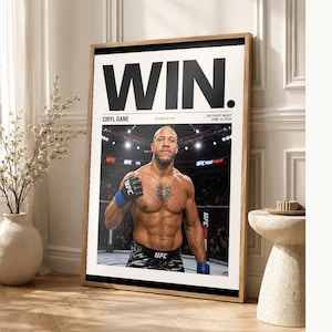 Ciryl Gane Poster | UFC Fight Night Gewinner MMA Wand kunstdruck | Achteckiges schweres Dekor Bild 1