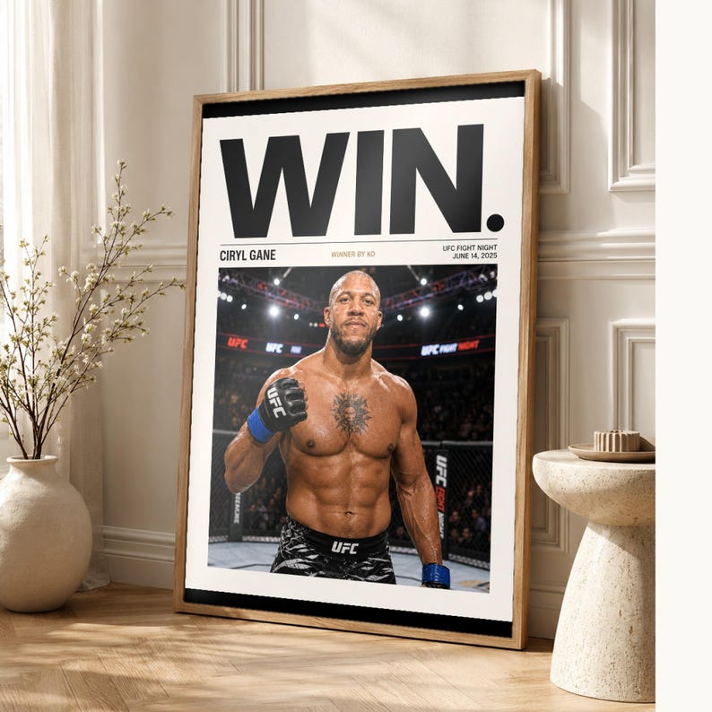 Ciryl Gane Poster | UFC Fight Night Gewinner MMA Wand kunstdruck | Achteckiges schweres Dekor Bild 1