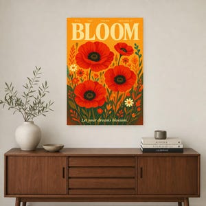 Bloom Retro Poster | Vintage 70s Wall Art Print | Aesthetic Magazine Print | Mid Century Retro Decor Gift image 3