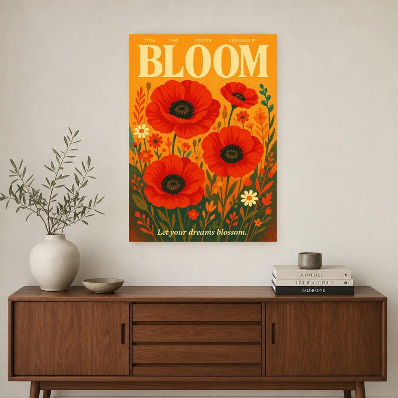 Bloom Retro Poster | Vintage 70s Wall Art Print | Aesthetic Magazine Print | Mid Century Retro Decor Gift image 3