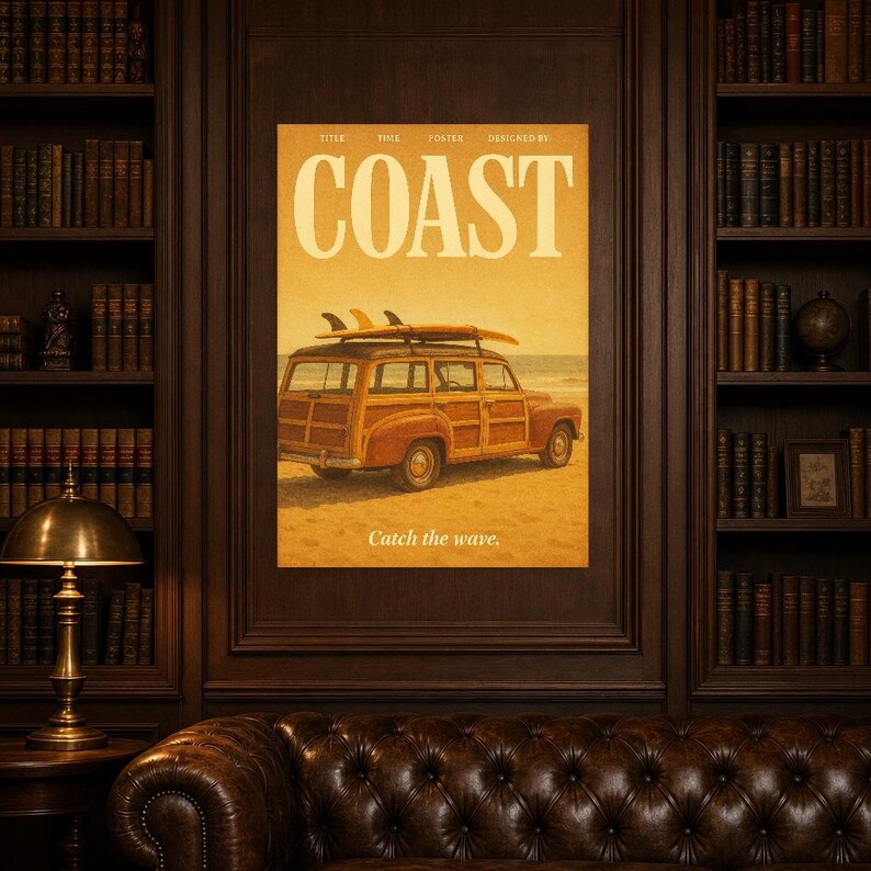 Cartel retro de la costa | Impresión de arte de pared vintage de los años 70 | Impresión de revista estética ? Regalo de decoración retro de imagen 4