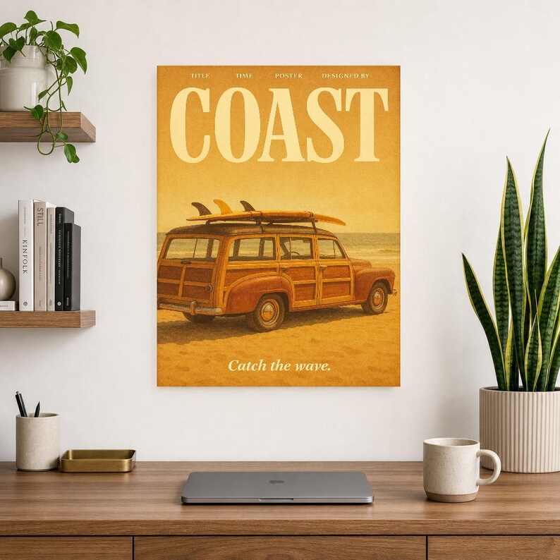 Cartel retro de la costa | Impresión de arte de pared vintage de los años 70 | Impresión de revista estética ? Regalo de decoración retro de imagen 13